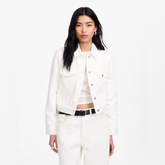 Madewell White Crop Jean Trucker Jacket Women’s Size Small NEW - Picture 2 of 13